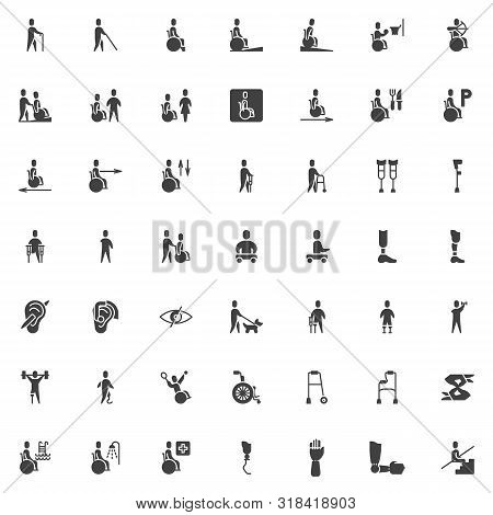 Disabled Vector Icons Set, Modern Solid Symbol Collection, Filled Style Pictogram Pack. Signs, Logo 