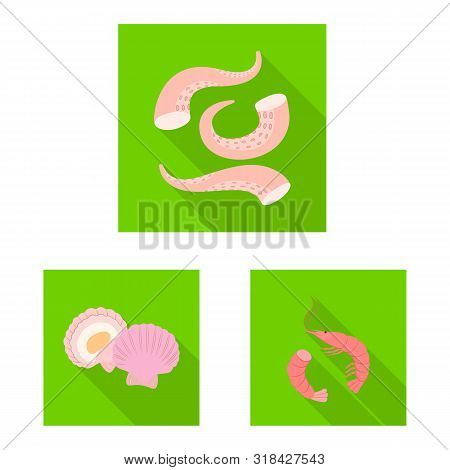 Vector Design Of Product And Ocean Logo. Set Of Product And Restaurant Vector Icon For Stock.