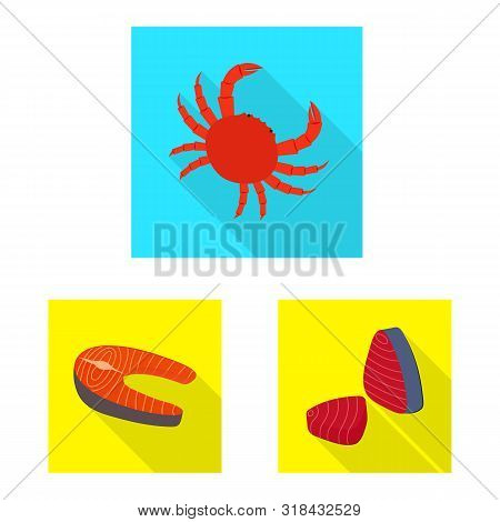 Vector Design Of Product And Ocean Logo. Set Of Product And Restaurant Stock Vector Illustration.