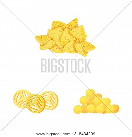 Vector Design Of Food And Crunchy Symbol. Set Of Food And Flavor Stock Vector Illustration.