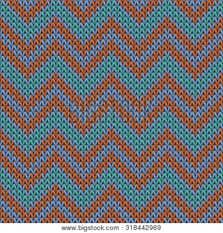 Cool Chevron Stripes Knitting Texture Geometric Seamless Pattern. Carpet Knit Tricot  Fabric Print. 