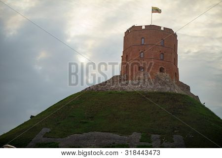 VILNIUS, LITHUANIA - JULY 30, 2019: Vilnius Gediminas' Tower is the Remaining Part of the Upper Castle in Vilnius, Lithuania