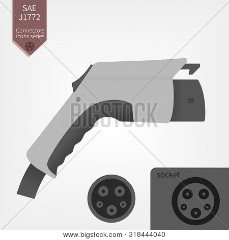Electric Car Charging Plug Vector Illustration. Sae J1772 Connector Type