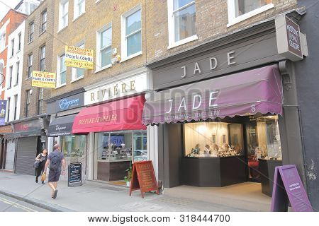 London England - June 2, 2019: Unidentified People Visit Hatton Garden Jewellery District London Uk