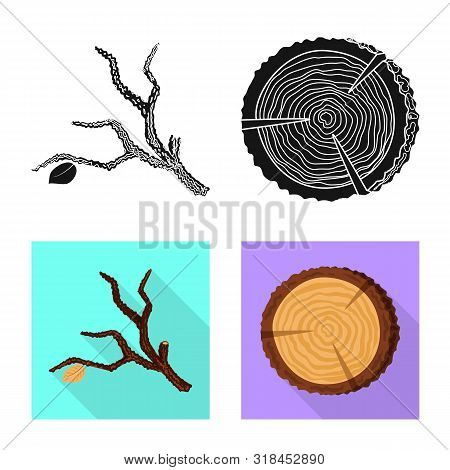 Vector Illustration Of Tree And Raw Icon. Set Of Tree And Construction Vector Icon For Stock.