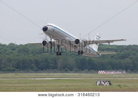 Airplane Takes Off From Dusseldorf Airport