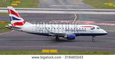 Airplane Taxi In Dusseldorf Airport