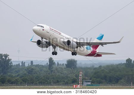 Airplane Takes Off From Dusseldorf Airport
