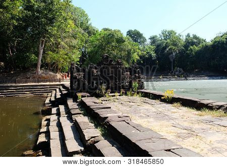 A Small Sanctuary Near The Baray. Neak Pean.