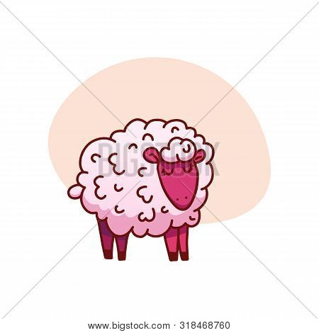 Cute Sleeping Sheep Vector Illustration. Poster About Sleep. The Concept Of Trying To Sleep, Countin