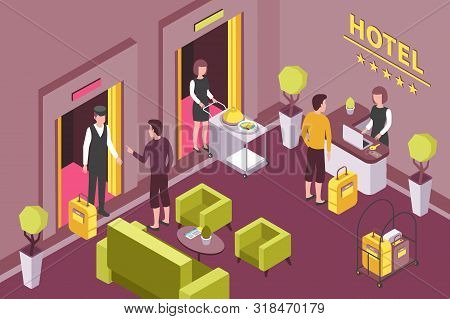 Hotel Interior Reception Counter Sitting Area For Guests Lounge Breakfast Delivery Room Service Isom