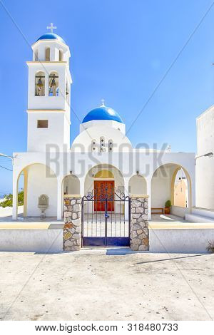 Anastasi Church On Santorini Island In Greece In Vurvulos (vourvoulos) Village.vertical Image