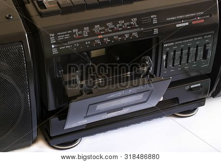 Old Vintage Tape Recorder With Radio Receiver