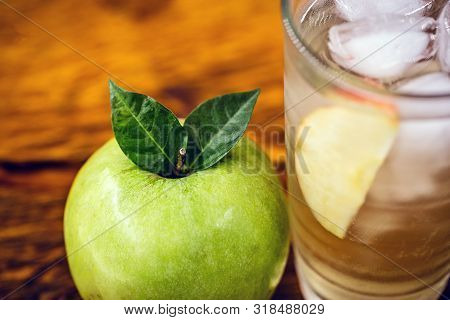 Apple Spritzer (apfelschorle) Pitcher, Glass Pitcher Of Homemade Spritzer Served With Crushed Ice An