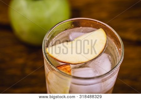 Apple Spritzer (apfelschorle) Pitcher, Glass Pitcher Of Homemade Spritzer Served With Crushed Ice An