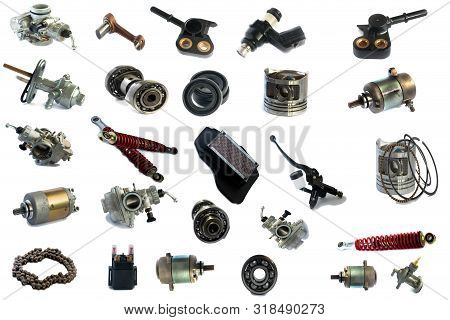 Spare Part Of Black Motorcycle Lever Isolated On White