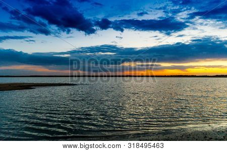 Nice evenig landscape on lake