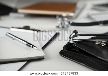 Medical Law Concept.  Gavel And Stethoscope On The Wihte Table.