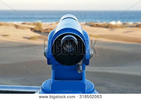 Binoculars, Telescope, On The Beach, Straight Ahead, Close Up