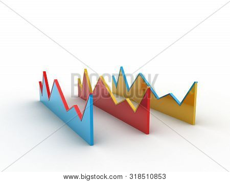 3d Rendered Pie Chart Graph With Up Arrow Isolated On White Background