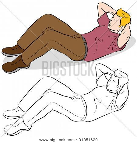 ein Bild von einem Mann dabei Sit up Übungen.