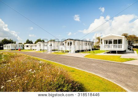 Prestatyn, Gorant, North Wales Great Britain, Uk- Sep 08 2017 : A Row Of Six Berth Luxury Static Car