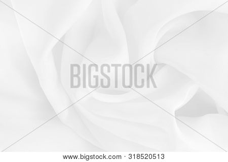 White Fabric Cloth Texture For Background And Design Art Work, Beautiful Crumpled Pattern Of Silk Or
