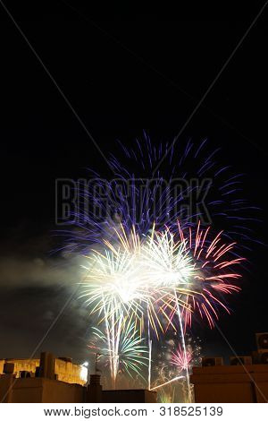 Fireworks In Elche, Spain, For The Festivities In August