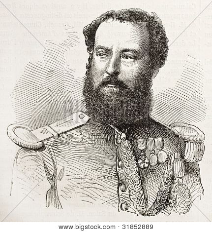 Aymard de Foucauld gamle graveret portræt (franske hærofficer død i Mexico). Lavet af Janet-Lang