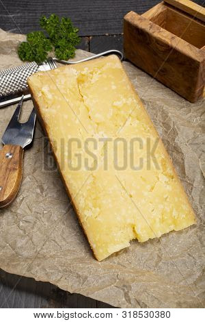 Cheese Collection, Aged Yellow Hard, Maniva Cheese From Alpine Valleys Near Mount Maniva, North Ital