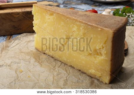 Cheese Collection, Aged Maniva Cheese From Alpine Valleys Near Mount Maniva, North Italy