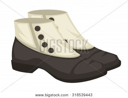 1910s Vintage Shoes With Buttons Isolated Leather Footwear