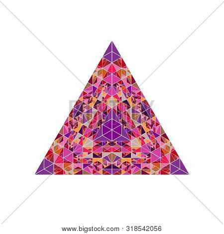 Triangular Triangle Symbol - Polygonal Geometrical Abstract Vector Element With Mosaic Triangles