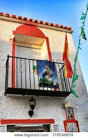 Tabarca Island, Alicante, Spain- July 15, 2018: Streets Of Tabarca Island Engalanated For The Virgen