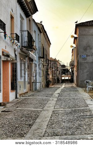 Tabarca Island, Alicante, Spain- July 15, 2018: Streets Of Tabarca Island Engalanated For The Virgen