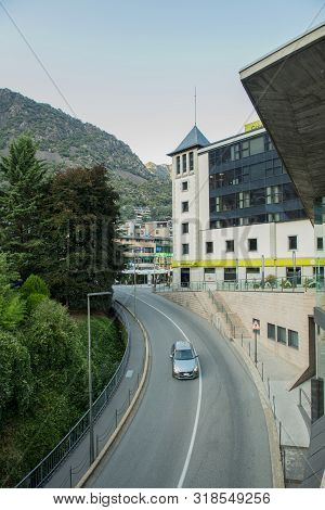 Andorra La Vella, Andorra : 2019 August 22 : Beautiful View Of Placa Del Poble In Andorra La Vella, 