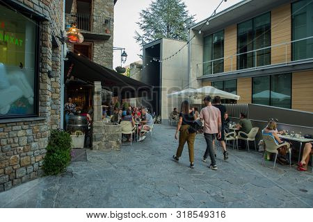Andorra La Vella, Andorra : 2019 August 22 : People In Andorra La Vella, Capital, Centro Historic, S