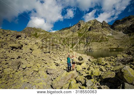 Tourists Going To Rysy Tatra Mountains