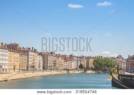 Panorama Of Saone River And The Quais De Saone Riverbank