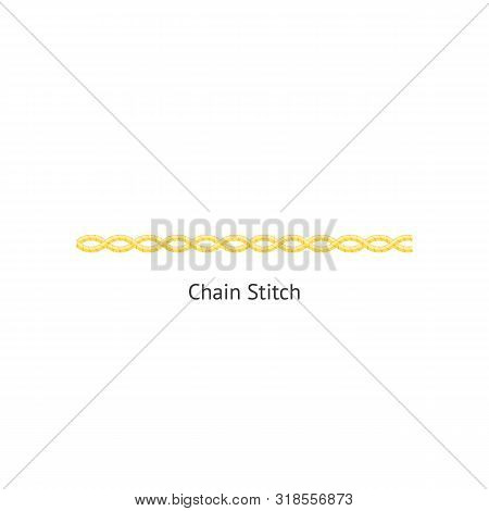 Seamless Chain Sewing Decorative Stitch Seamless Brush Vector Illustration Isolated.