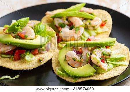 Fresh Shrimp Ceviche, Marinated In Lime With Fresh Vegetables