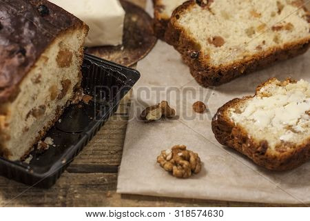 Barmbrack Or Bairin Breac Is A Traditional Irish Sweet Yeast Bread With Grapes And Raisins, Often Ea