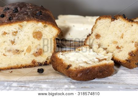 Barmbrack Or Bairin Breac Is A Traditional Irish Sweet Yeast Bread With Grapes And Raisins, Often Ea