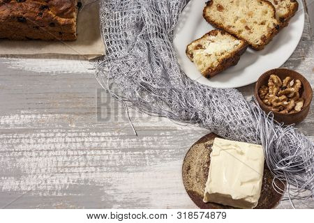 Barmbrack Or Bairin Breac Is A Traditional Irish Sweet Yeast Bread With Grapes And Raisins, Often Ea