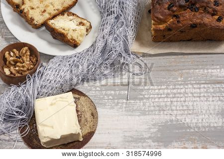 Barmbrack Or Bairin Breac Is A Traditional Irish Sweet Yeast Bread With Grapes And Raisins, Often Ea