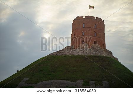 VILNIUS, LITHUANIA - JULY 30, 2019: Vilnius Gediminas' Tower is the Remaining Part of the Upper Castle in Vilnius, Lithuania