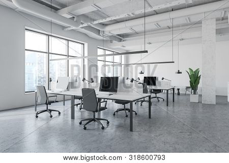 White Empty Industrial Style Office Corner