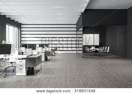 Gray Open Space Office And Meeting Room