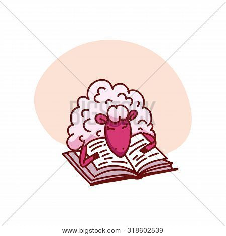 Cute Sleeping Sheep Vector Illustration. Poster About Sleep. The Concept Of Trying To Sleep, Countin