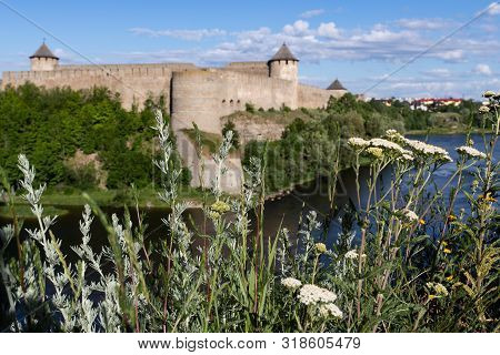 The Border Of The European Union With Russia. Medieval Fortresses In Narva And Ivangorod. Cultural H
